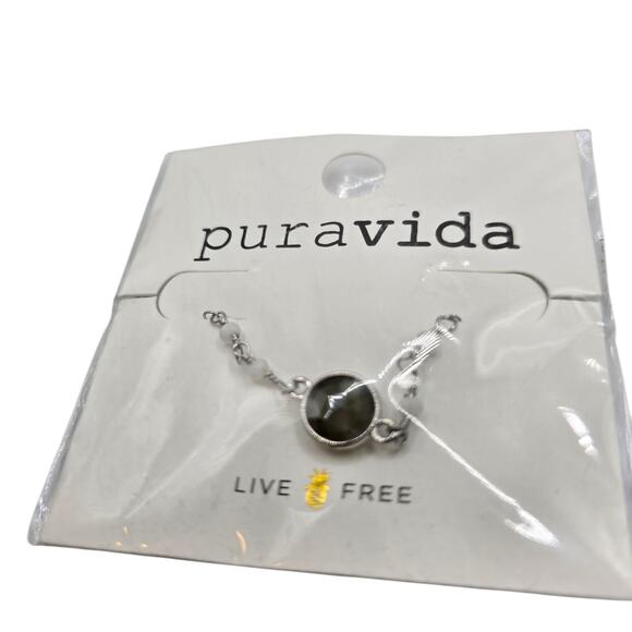 Pura Vida Silver Tone Beaded Acrylic Chain Necklace Minimalist Style - Picture 1 of 4